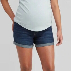 Isabel maternity blue denim shorts size 12 midi